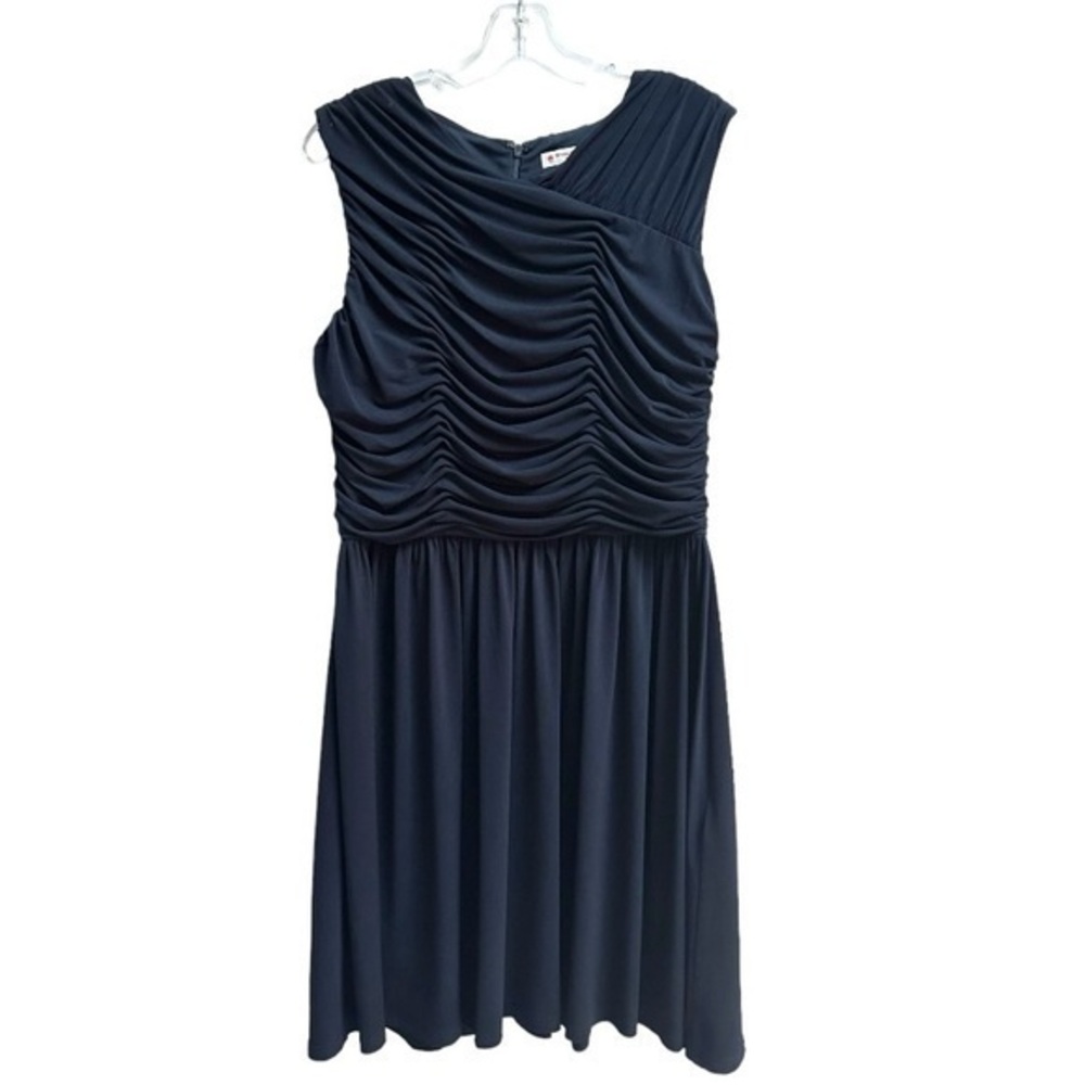 Brooks Brothers Navy Blue Sleeveless Ruched Dress Size L Cocktail Formal…